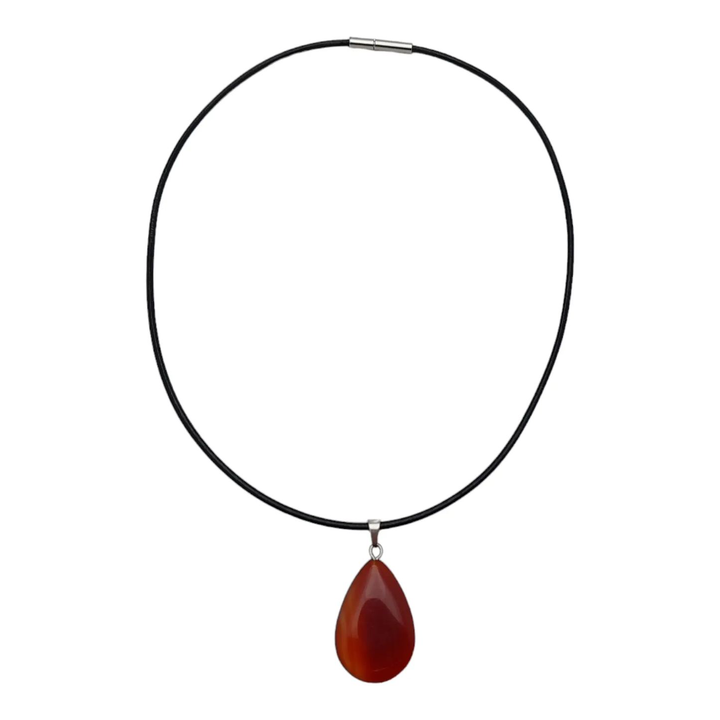 Pendentif tour de cou Cornaline et cuir de vachette Les Précieuses Perles