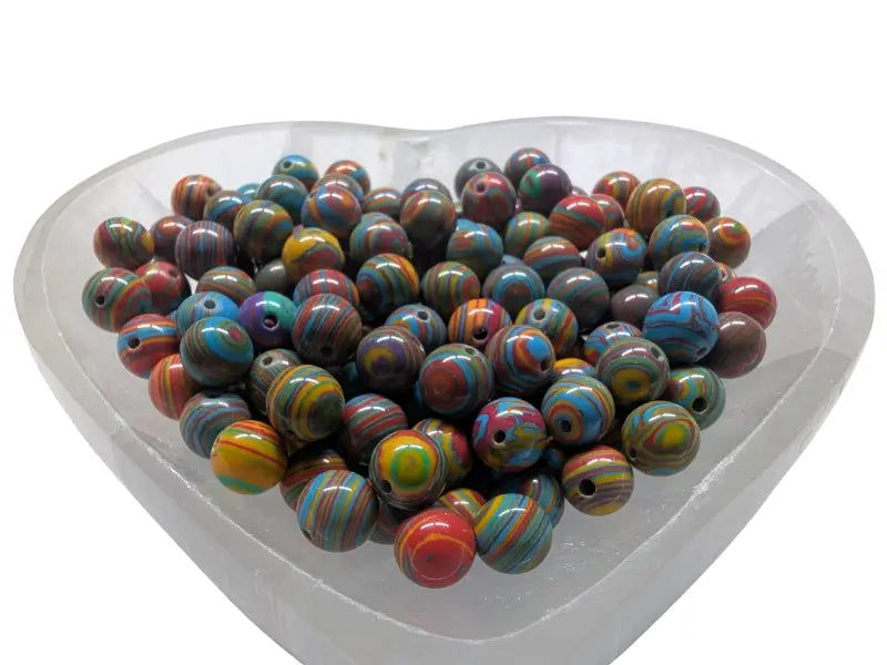 Malachite synthétique multicolore - 8 mm - 40 Perles Les Précieuses Perles
