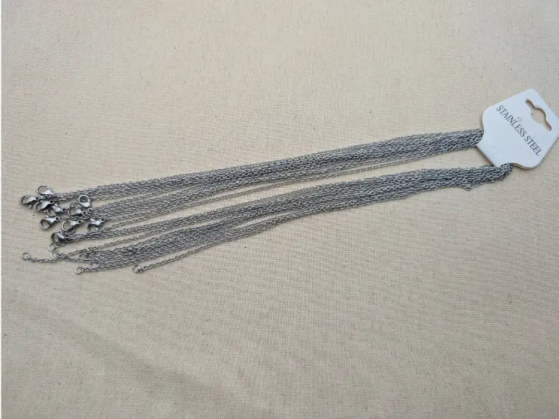 Chaîne acier inoxydable 304 – 45 cm – Maille 2,5 mm + 2 x 0,4 mm – Lot de 10 Les Précieuses Perles