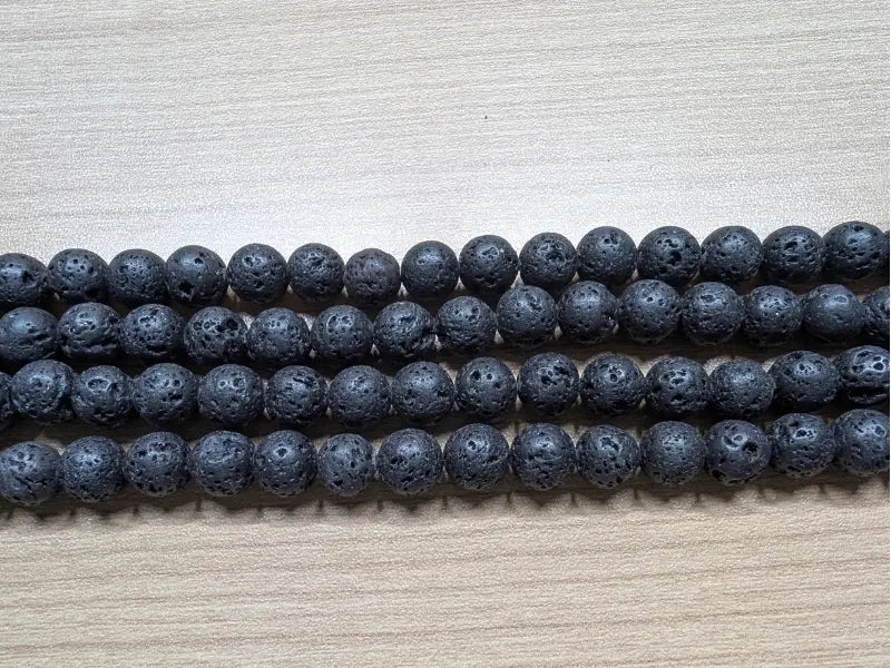 Pierre de lave noire - 8 mm - 40 Perles Les Précieuses Perles