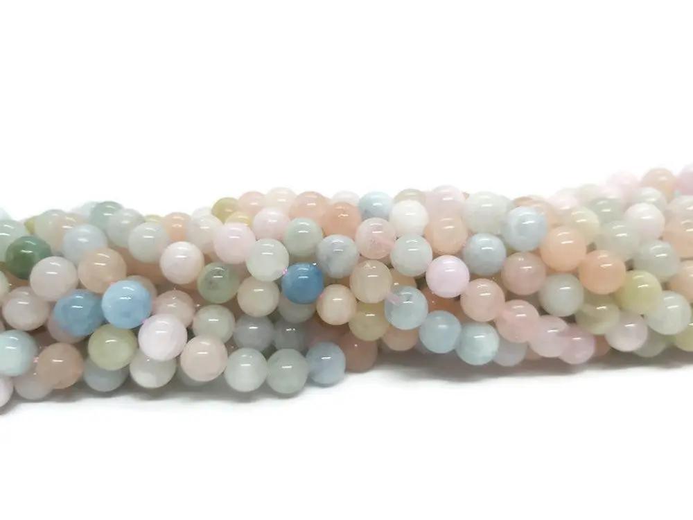 Perles Rondes En Morganite Naturelle 6 Mm Mat Givré - Pour Fabrication De Bijoux, Colliers, Bracelets