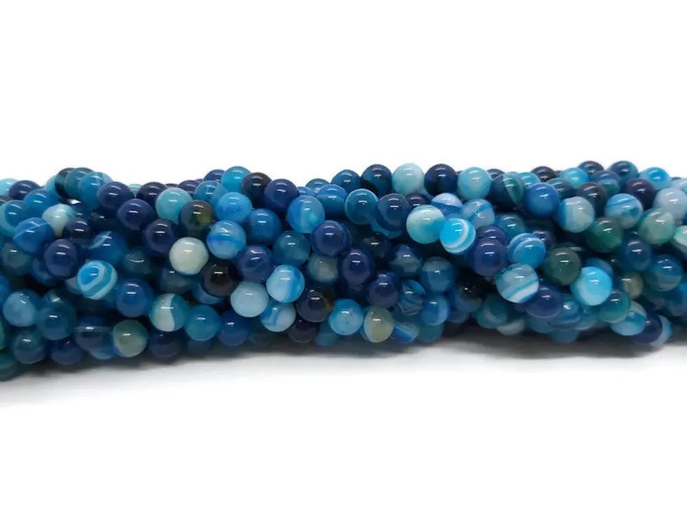 Agate rayée bleue - 6 mm - 60 Perles Les Précieuses Perles