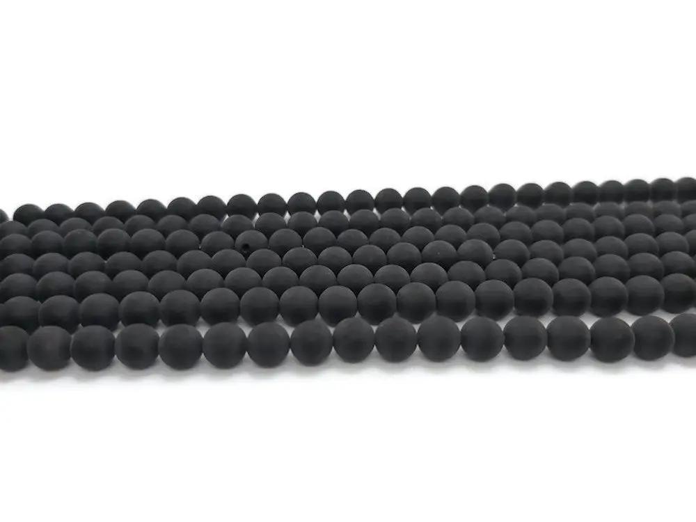 Agate noire Grade A - 6 mm - 60 Perles Les Précieuses Perles