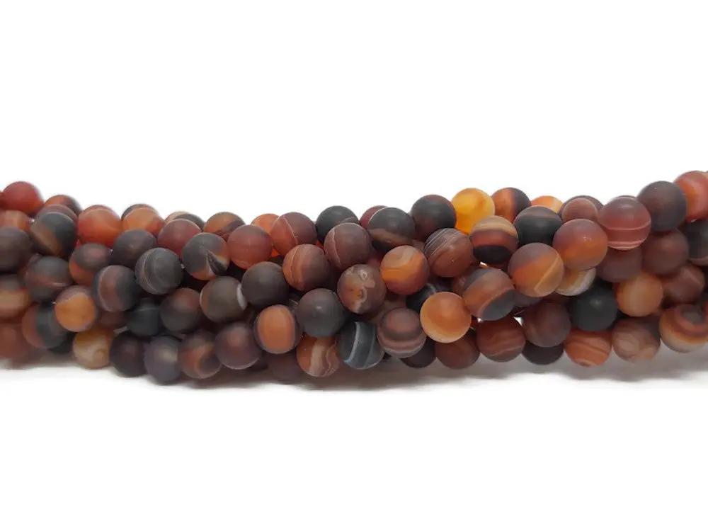 Agate rayée marron Grade A - 6 mm - 60 Perles Les Précieuses Perles