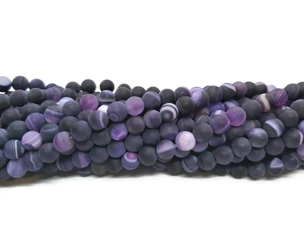 Agate rayée Grade A violette - 6 mm - 30/60 Perles Les Précieuses Perles