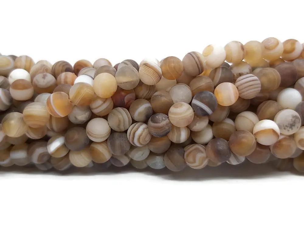 Agate rayée marron Grade A - 6 mm - 60 Perles Les Précieuses Perles