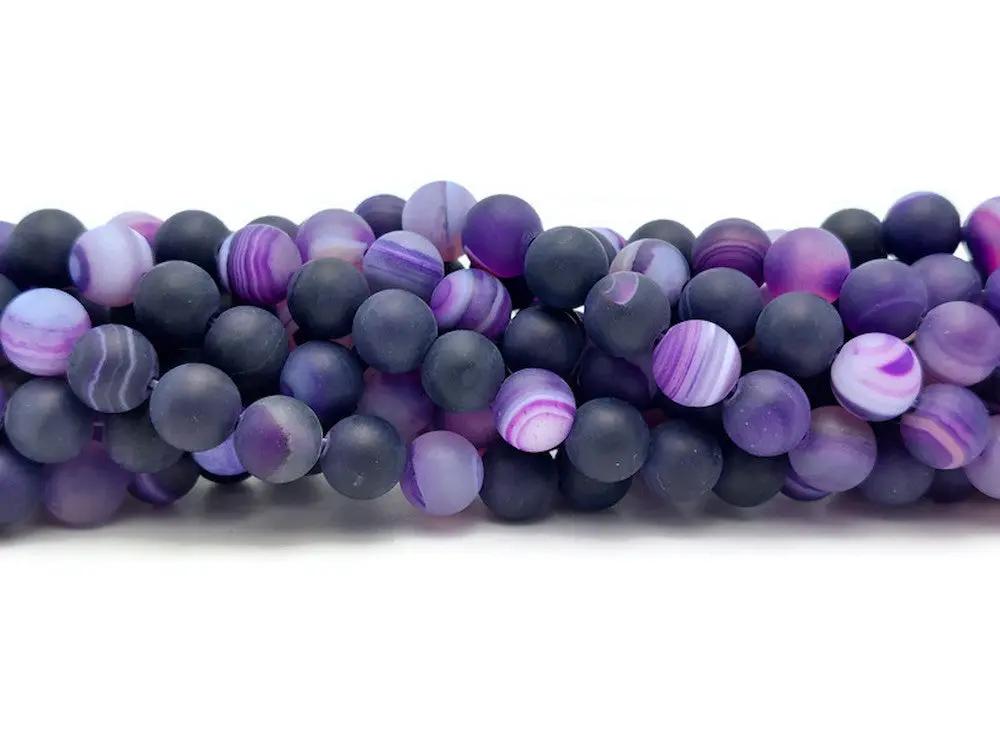 Agate rayée Indigo Grade A - 8 mm - 20/40 perles Les Précieuses Perles
