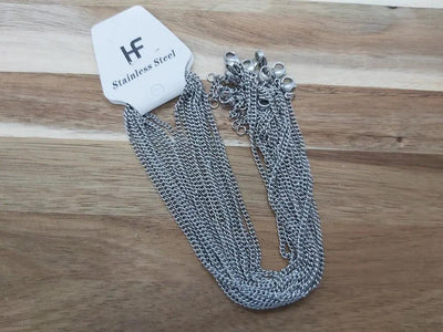 Chaîne collier inox - 45 cm - Lot de 10