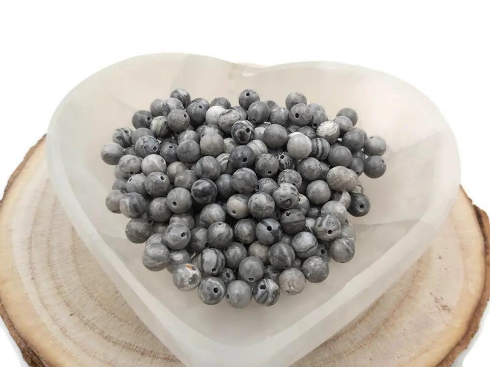 Jaspe Picasso gris - 6 mm - 60 Perles Les Précieuses Perles