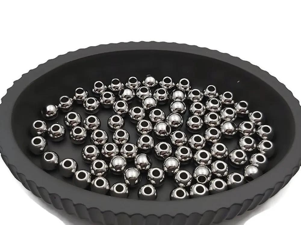 Perles rondes 8 mm trou 3 mm inox - Lot de 20/40 Les Précieuses Perles
