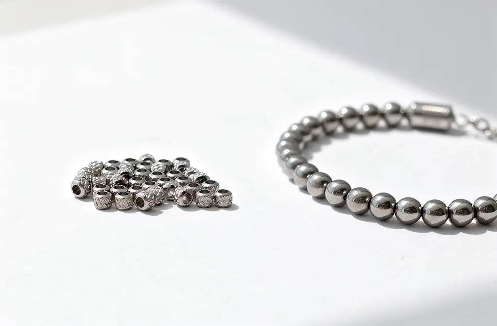 Perles acier inoxydable pour bijoux diy 4mm 5mm doré argenté