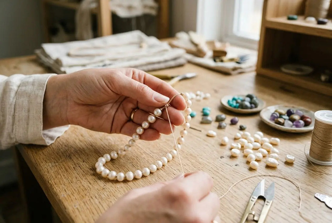 Faire un collier de perles avec un nœud entre les perles