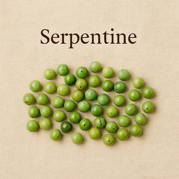 Collection-Serpentine-Perles-naturelles-vertes-énergisantes Les Précieuses Perles
