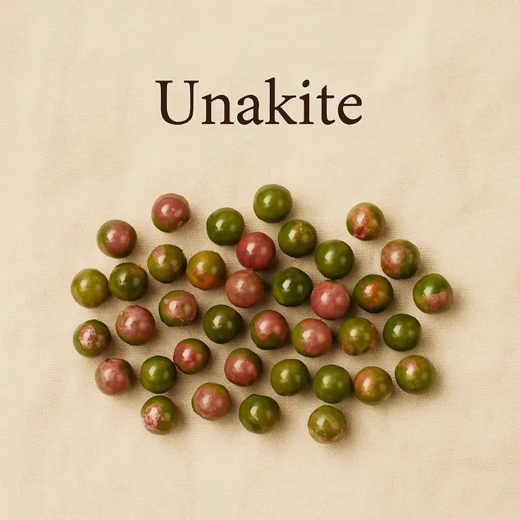Collection-Unakite-Perles-naturelles-vert-rose-pour-créations-harmonieuses Les Précieuses Perles