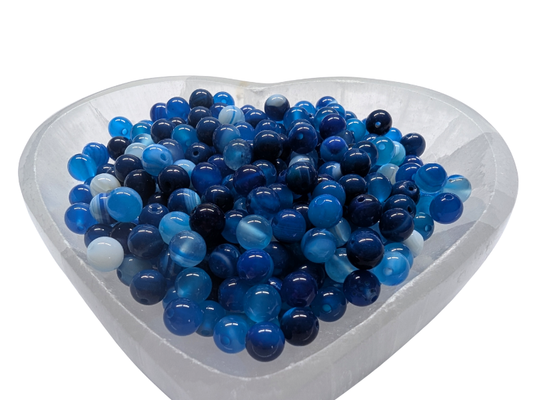 Agate rayée bleue Grade A - 6 mm - 30/60 Perles Les Précieuses Perles