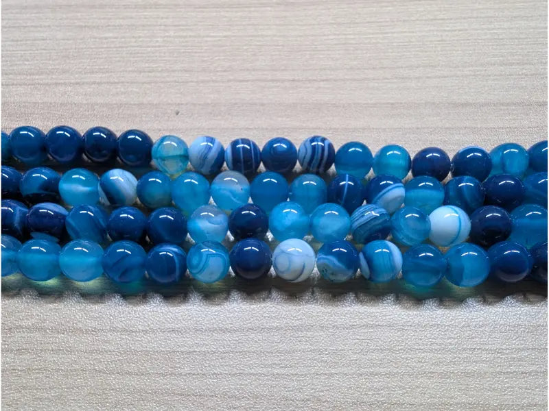 Agate rayée bleue  - 8 mm - 20/40 Perles Les Précieuses Perles