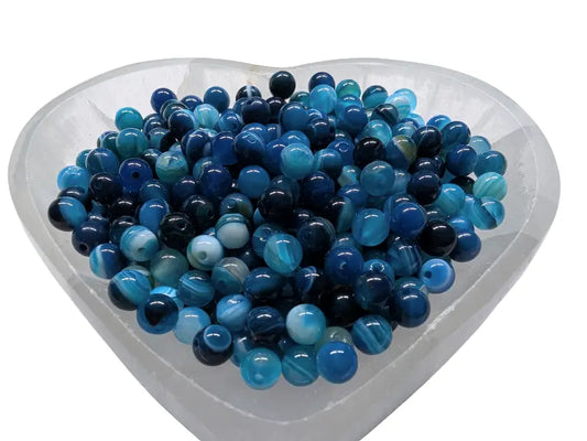 Agate rayée bleue - 6 mm - 60 Perles Les Précieuses Perles