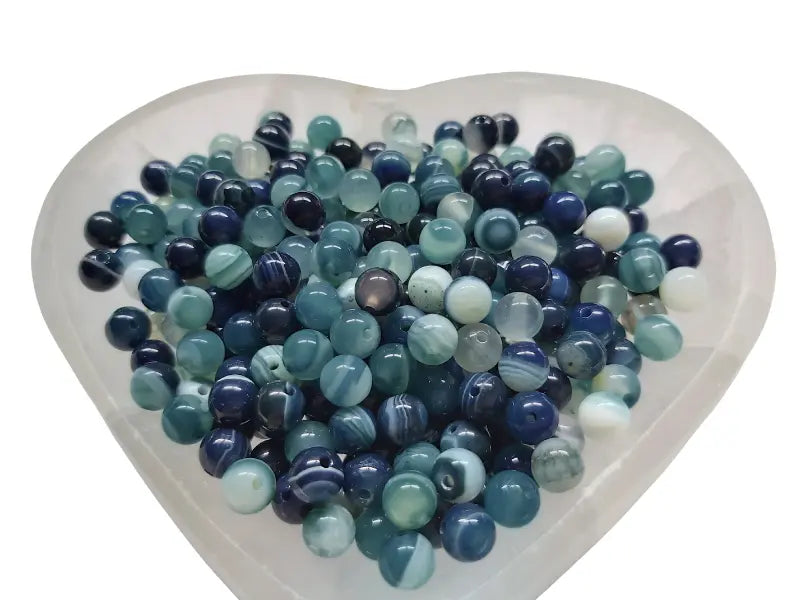 Agate rayée verte Grade A - 6 mm - 30/60 Perles Les Précieuses Perles