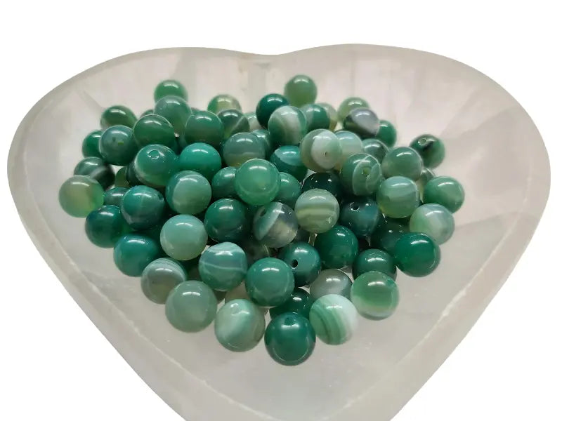 Agate rayée verte Grade A - 8 mm - 20/40 Perles Les Précieuses Perles