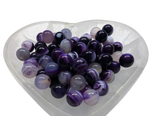 Agate rayée violette Grade A - 10 mm - 20 perles Les Précieuses Perles