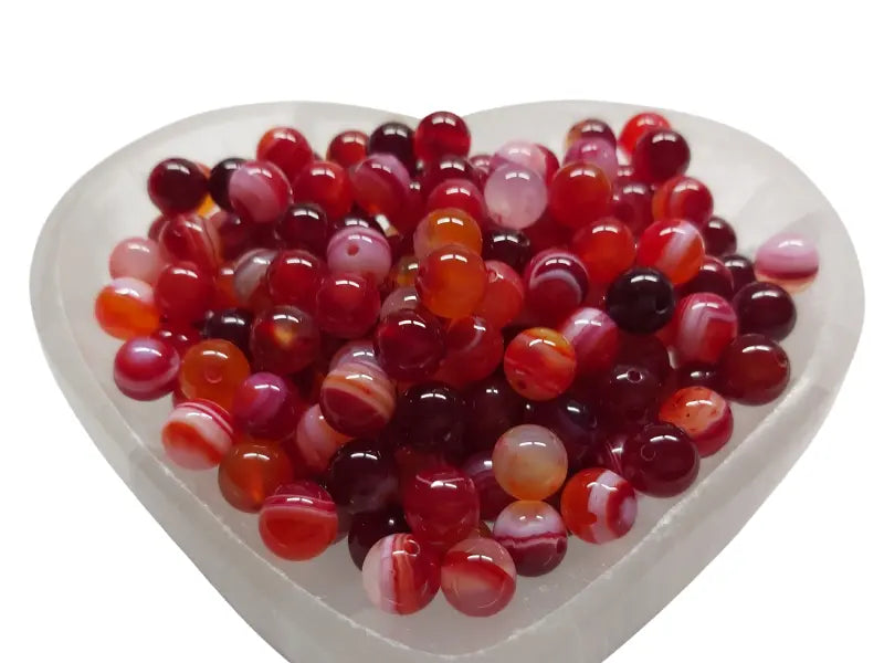 Agate rayée rouge Grade A - 8 mm - 20/40 Perles Les Précieuses Perles