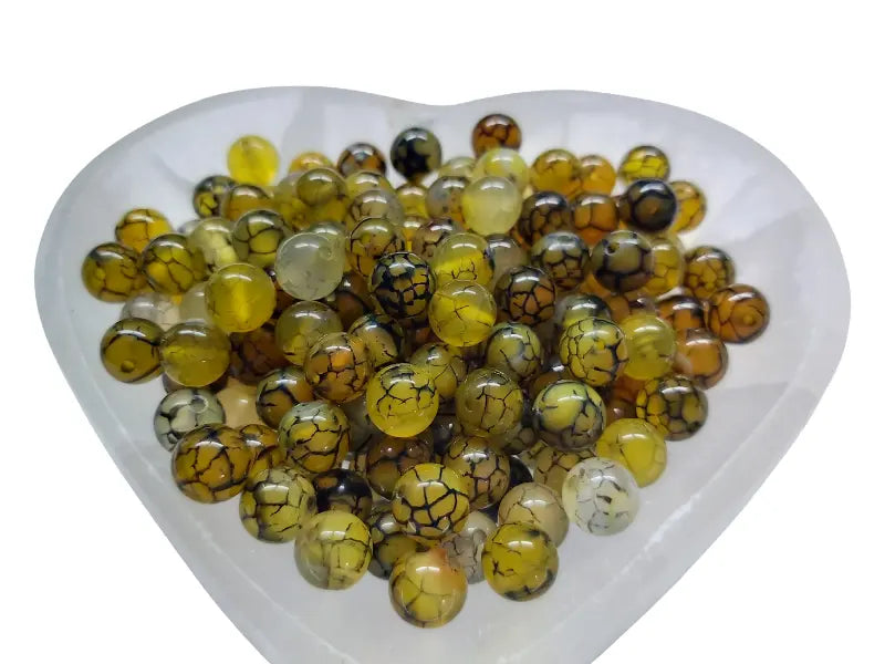 Agate veine de dragon verte - 8 mm - 20/40 Perles Les Précieuses Perles