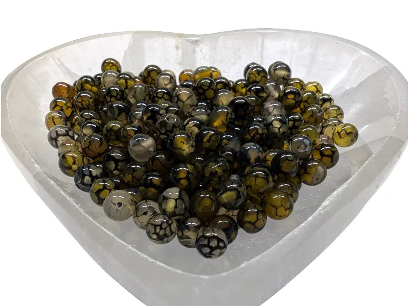 Agate veine de dragon verte - 6 mm - 30/60 Perles Les Précieuses Perles