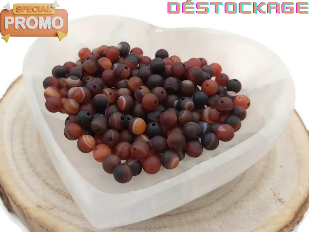 Agate rayée marron Grade A - 6 mm - 60 Perles Les Précieuses Perles