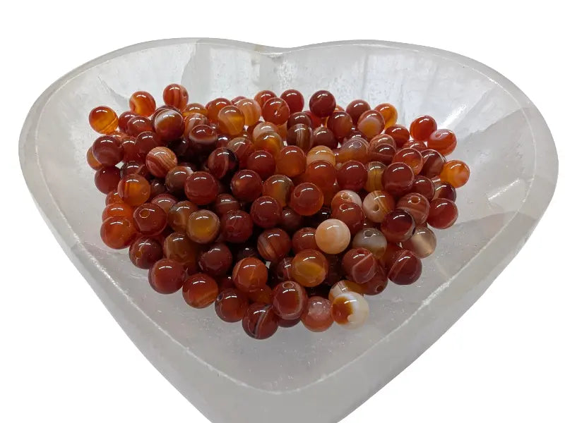 Agate rayée rouge- orange Grade A - 6 mm - 60 Perles Les Précieuses Perles