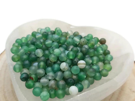Agate rayée verte - 6 mm - 30/60 Perles Les Précieuses Perles