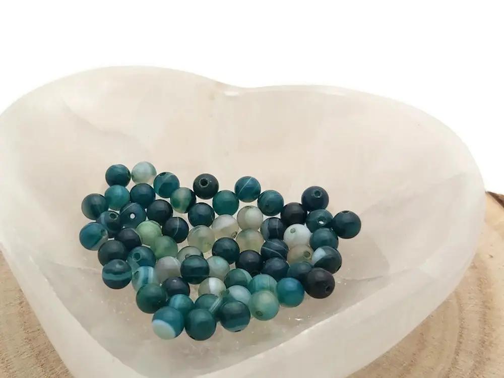 Agate rayée verte - 6 mm - 30/60 Perles Les Précieuses Perles