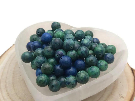 Azurite Malachite -  10 mm - 20 Perles Les Précieuses Perles