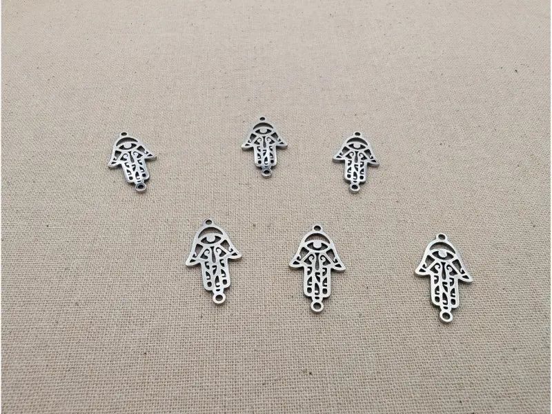 Breloque Main de fatma  inox / inox plaqué or 18 K - Lot de 5 Les Précieuses Perles