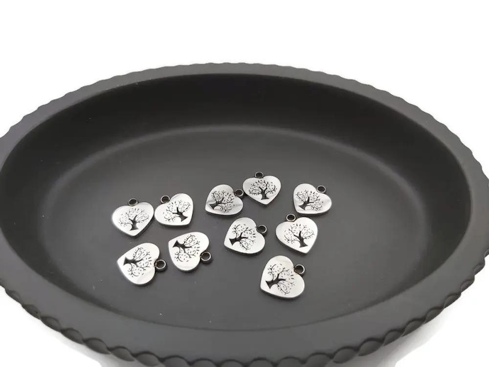Breloque Coeur arbre de vie Inox - Lot de 5/10 Les Précieuses Perles