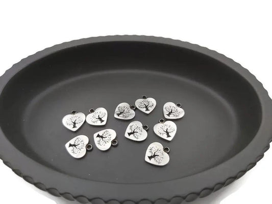 Breloque Coeur arbre de vie Inox - Lot de 5/10 Les Précieuses Perles