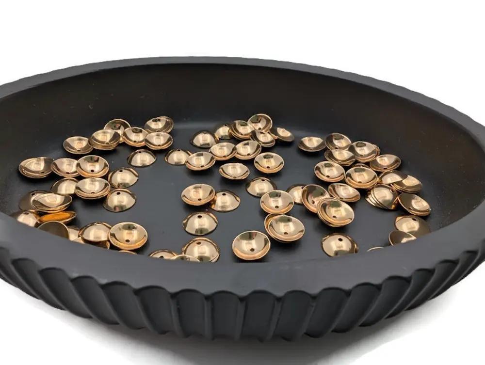 Coupelles pour perles de 8 mm inox plaqué or 18K - 100 pièces Les Précieuses Perles