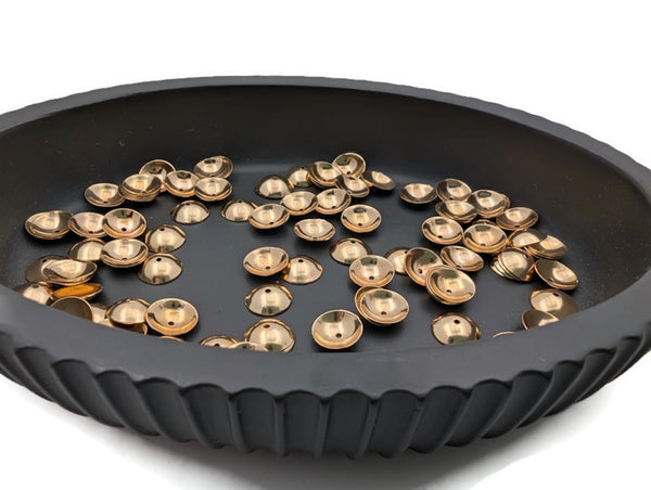 Coupelles pour perles de 8 mm inox plaqué or 18K - 100 pièces