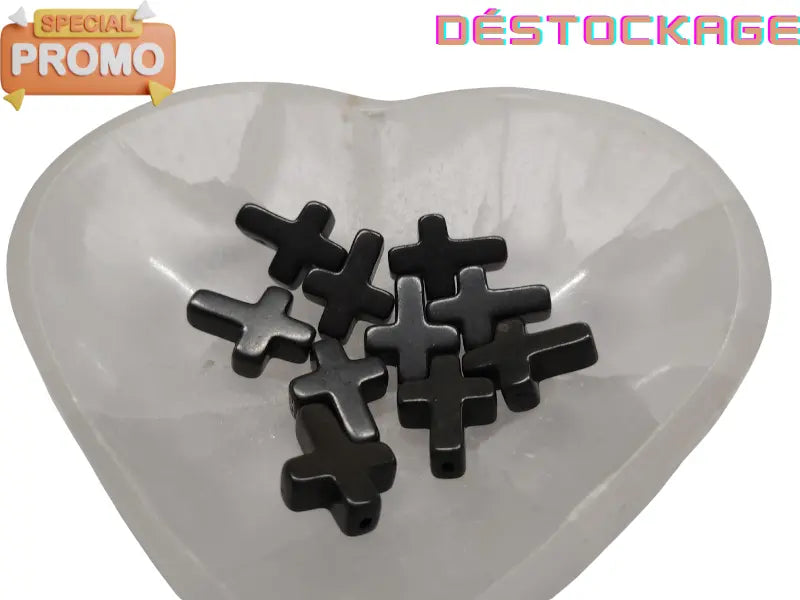 Turquoise synthétique - Croix noires - Lot de 5/10 Les Précieuses Perles