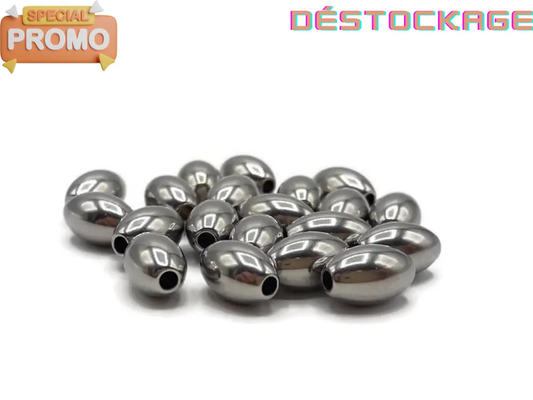 Perles ovales 9 x 6 mm inox - Lot de 10/20 Les Précieuses Perles