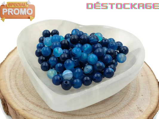 Agate rayée bleue  - 8 mm - 20/40 Perles Les Précieuses Perles
