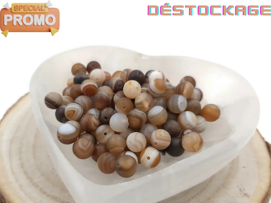 Agate rayée marron Grade A - 8 mm - 20/40 Perles Les Précieuses Perles