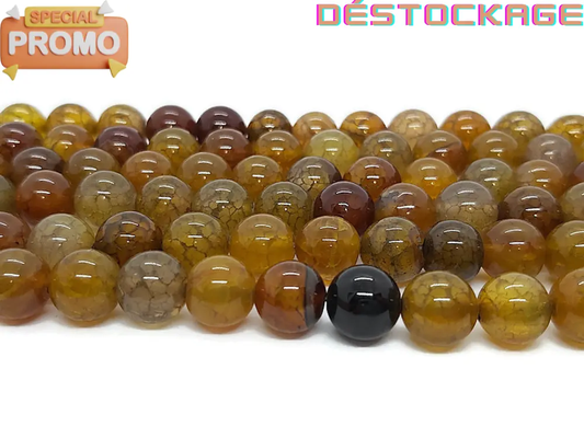 Agate veine de dragon marron - 8 mm - 40 Perles Les Précieuses Perles