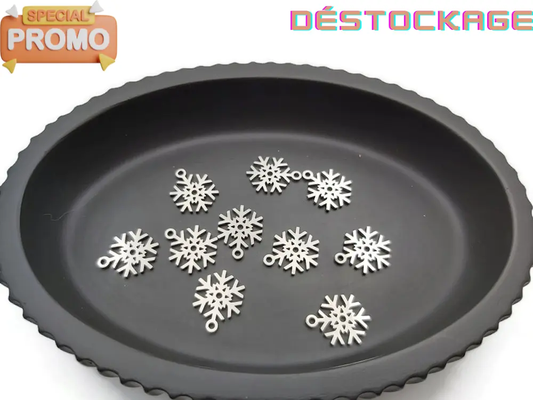 Breloque inox flocon de neige - Lot de 5/10 Les Précieuses Perles
