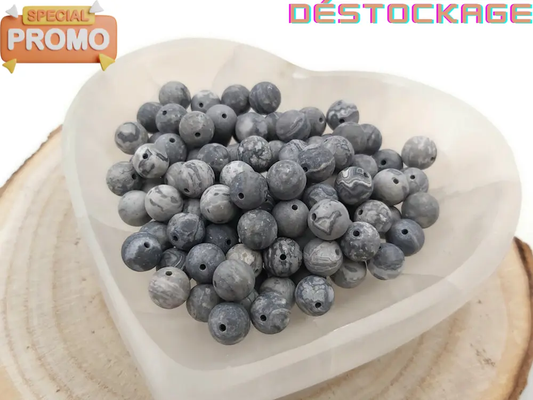 Jaspe Picasso gris - 8 mm - 40 Perles Les Précieuses Perles