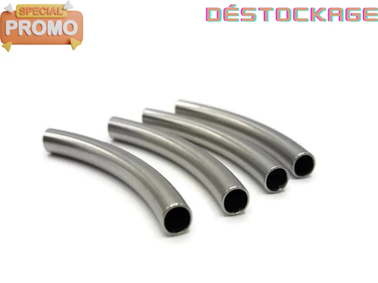 Perles tubes 40 mm inox - Lot de 5/10 Les Précieuses Perles