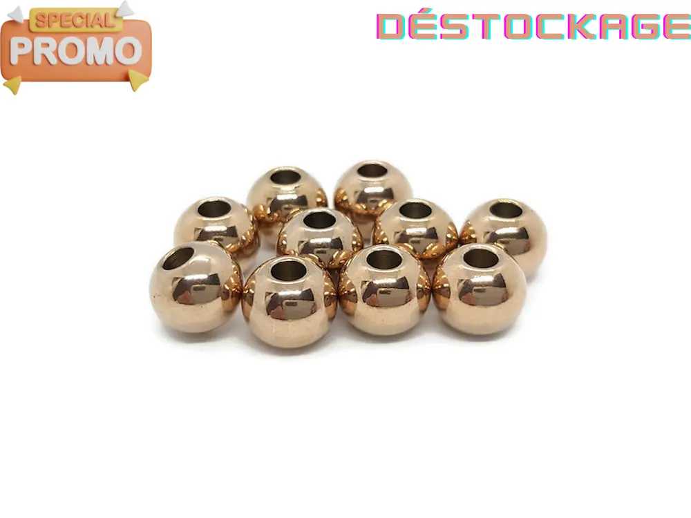 Perles rondes séparateurs 8 x 6,5 mm inox - 5/10 Perles Les Précieuses Perles