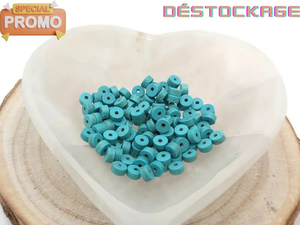 Turquoise synthétique - Rondelles 6 x 3 mm - 60/120 Perles Les Précieuses Perles