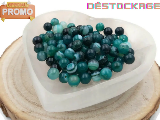 Agate rayée verte Grade A - 8 mm - 20/40 Perles Les Précieuses Perles