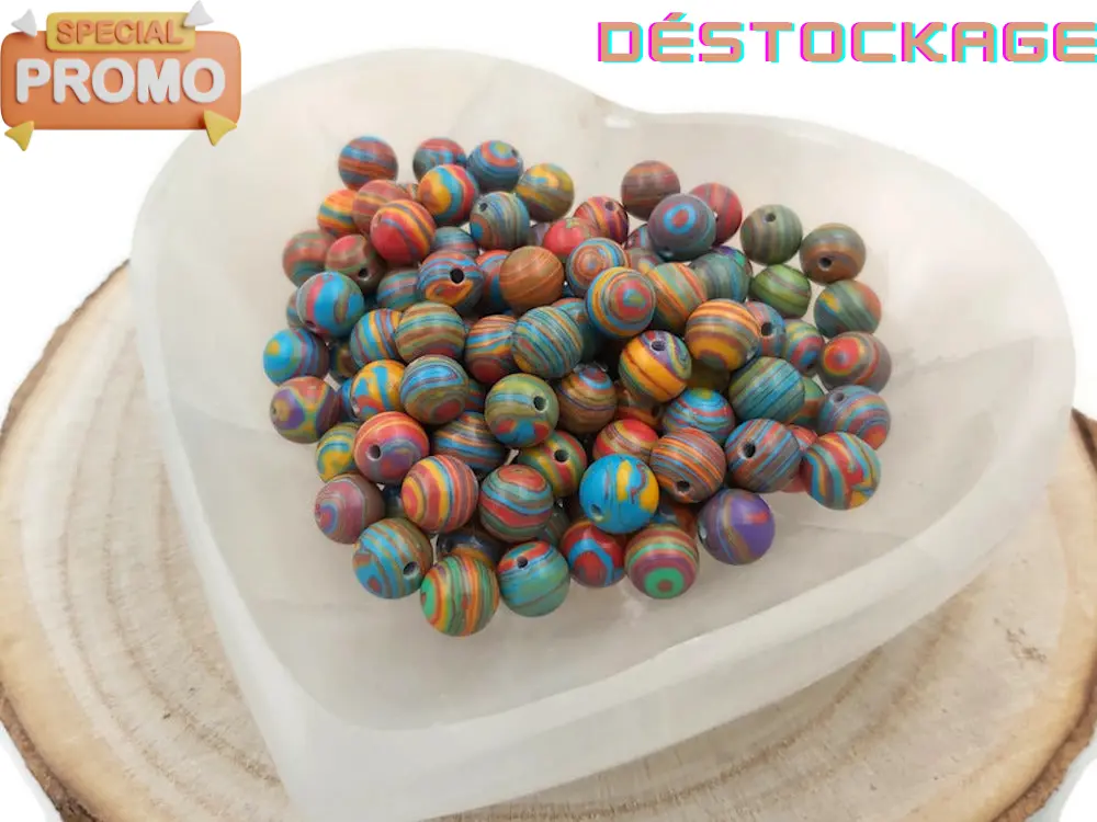 Malachite synthétique multicolore - 8 mm - 40 Perles Les Précieuses Perles