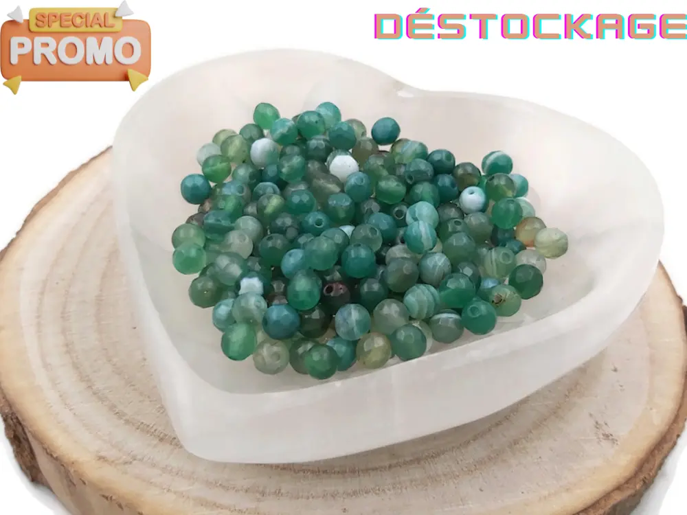 Agate rayée verte à facettes - 6 mm - 60 Perles Les Précieuses Perles